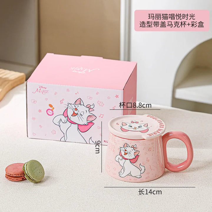 Disney Mickey Marie Cat Peripherals Ceramic Mug Cartoon Cute High-Capacity Milk Water Cup Festive Gifts Party Decor Gift