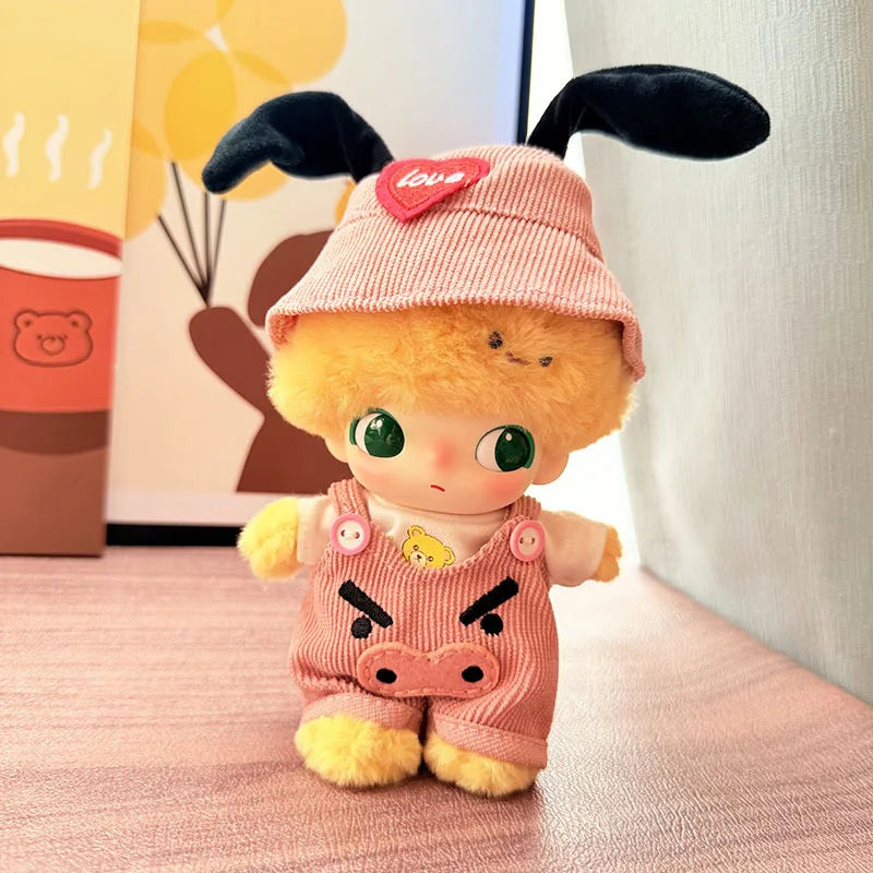 DIMOO WORLD Doll Box Pendulum Accessories Doll Clothes 6 Styles Bib Pants With Hat Overalls 15/17cm Labubu Doll Clothes