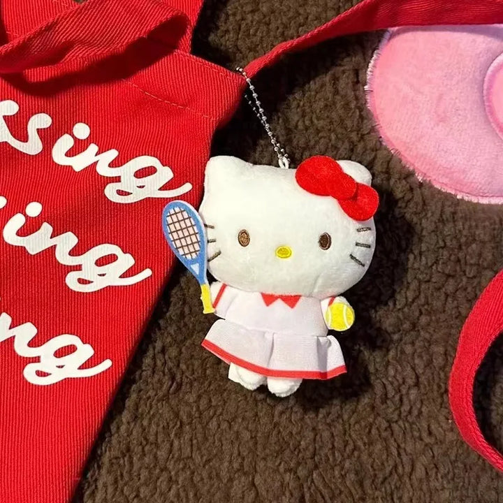 Sanrio Hello Kitty Tennis Plush Toys Kawaii Keychain Soft Stuffed Doll Backpack Pendant Cute Cartoon Decoration Birthday Gift
