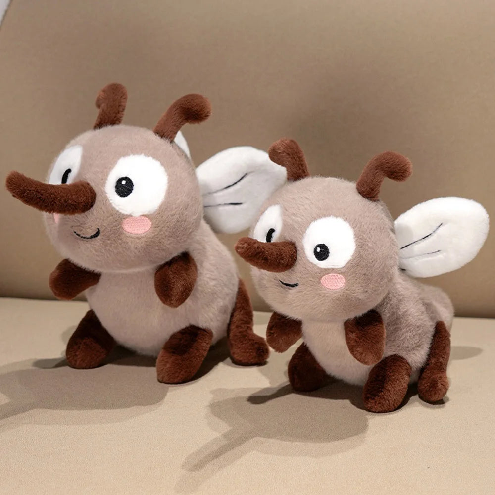 Cartoon Mosquito Plush Toys WIth 3D Big Eyes Stuffed Realistic Insects Annoying Bugs Soft Dolls Keychain Fun Gifts Birthday