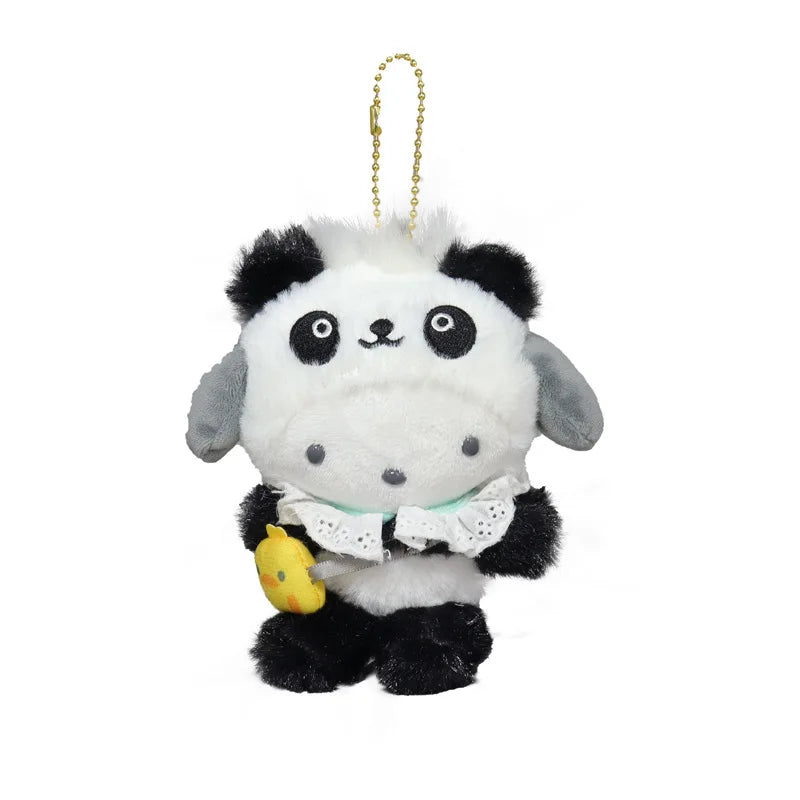 Kawaii Sanrio Kuromi Cinnamoroll Panda Crossbody Bag Cartoon My Melody Plush Toys Keychain Backpack Pendant Girl Christmas Gift