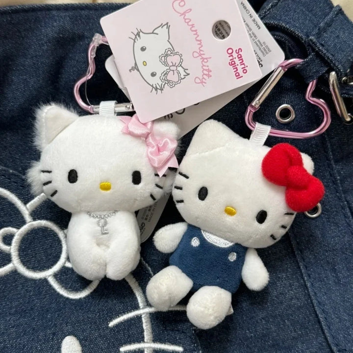 Cartoon Sanrios Plush Doll Sweet Hellokittys heart button Bag Pendant Cute kitten Plush Doll Girl backpack charm Decoration Gift