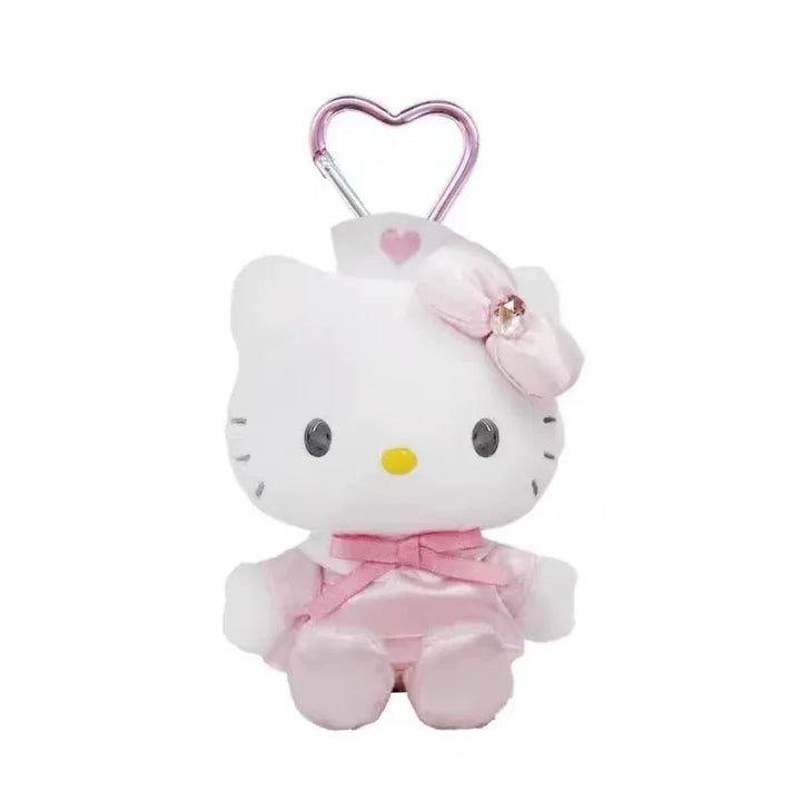 Sanrio Hello Kitty Angel Nurse Plush Toys Kawaii Telescopic Keychain Backpack Pendant Accessories Girls Festival Theme Gifts