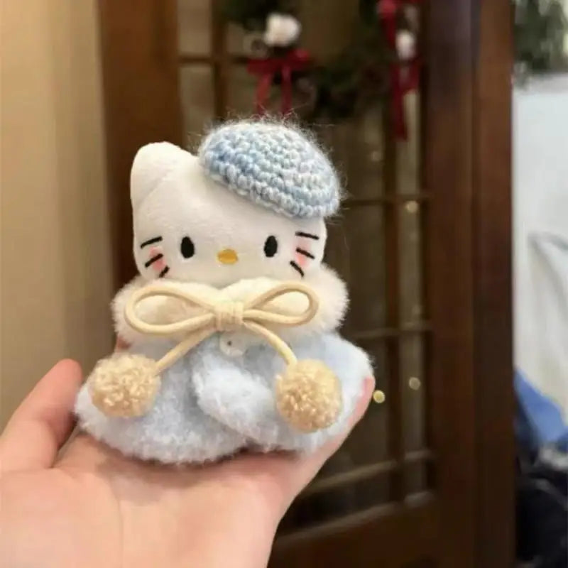 Kawaii Sanrio Hello Kitty Princess Cloak Backpack Pendant Plush Toys Cartoon Keychain Stuffed Doll Decoration Girl Birthday Gift