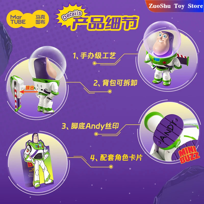 Martube Pixar Disney Toy Story Buzz Lightyear Decorations Hand-Made Animation Around Art Movable Toy Nightlight Collection Gifts