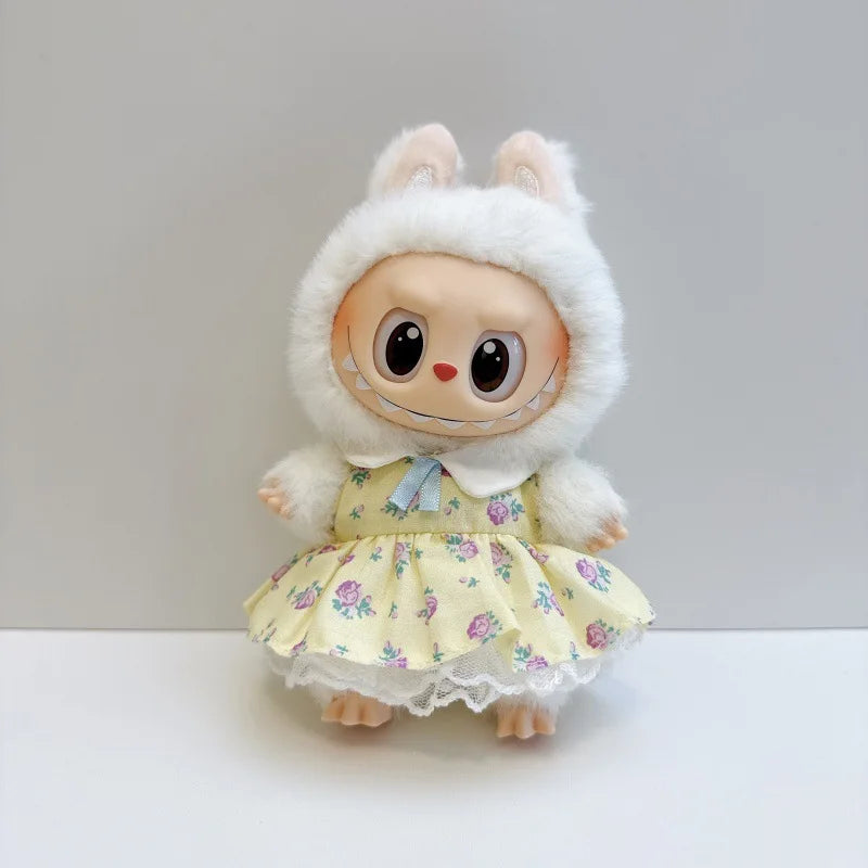 17cm Labubu Outfits 1-3 Gen Fit Cute Casual Labubu Clothes Party Dresses Doll Plush Costume for Halloween Decor