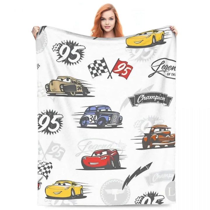 Life Is A Highway Lightning McQueen Flannel Blankets Cars Funny Throw Blankets for Bed Sofa Couch 200x150cm Rug Piece