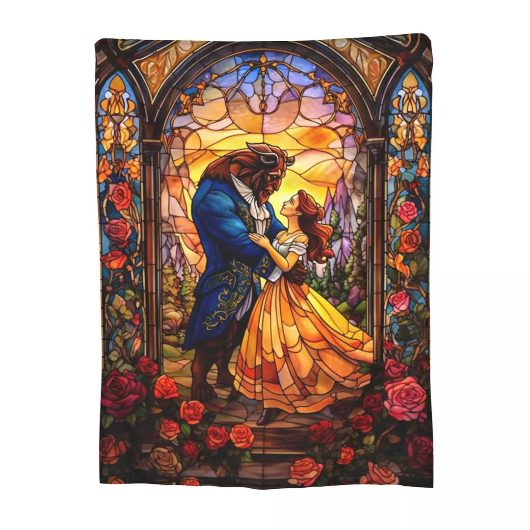 Beauty And The Beast Fleece Blankets Cartoon Romantic Fantasy Novelty Throw Blanket for Home 125*100cm Bedspread