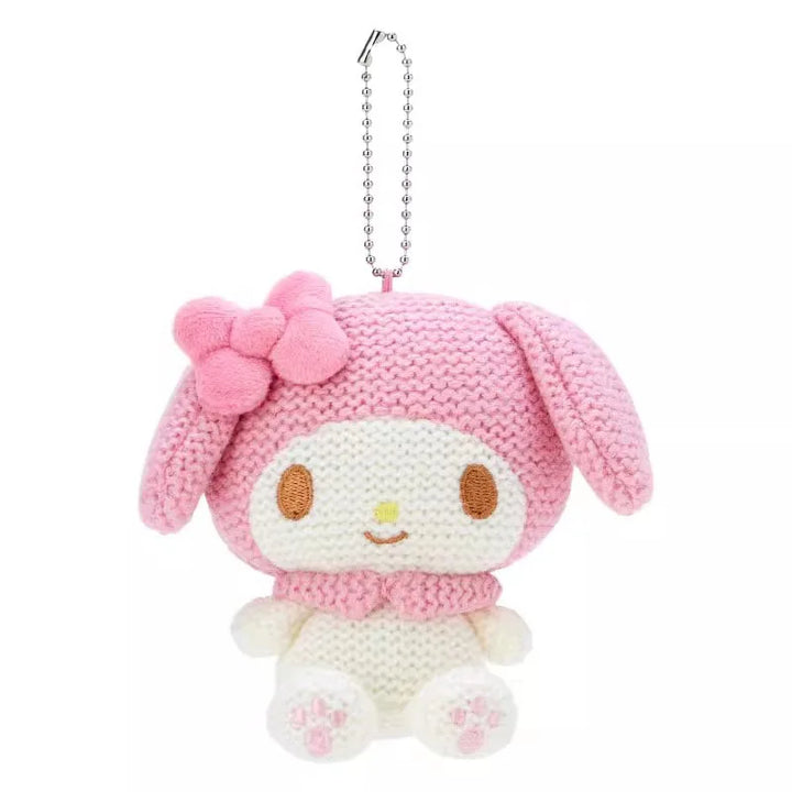 Kawaii Sanrio Kuromi My Melody Plush Toys Cartoon Retro Knitted Hello Kitty Keychain Backpack Pendant Accessories Christmas Gift
