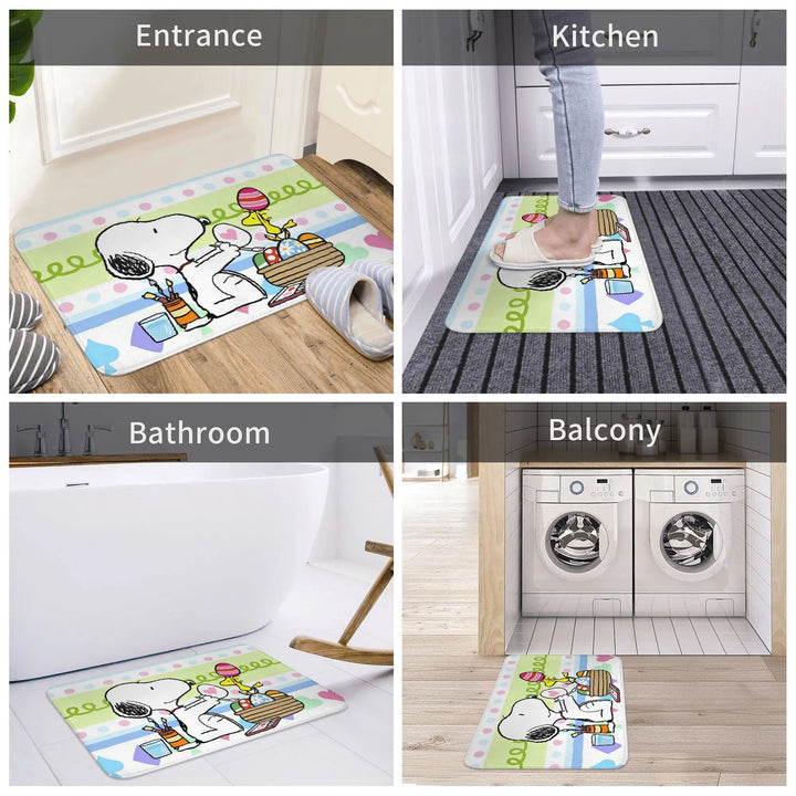 Happy Easter Eggs Snoopy Accessories Memory Foam Bath Mat Rug Non-Slip Soft  Bathroom Floor Rugs Carpet For Kitchen Shower Bath
