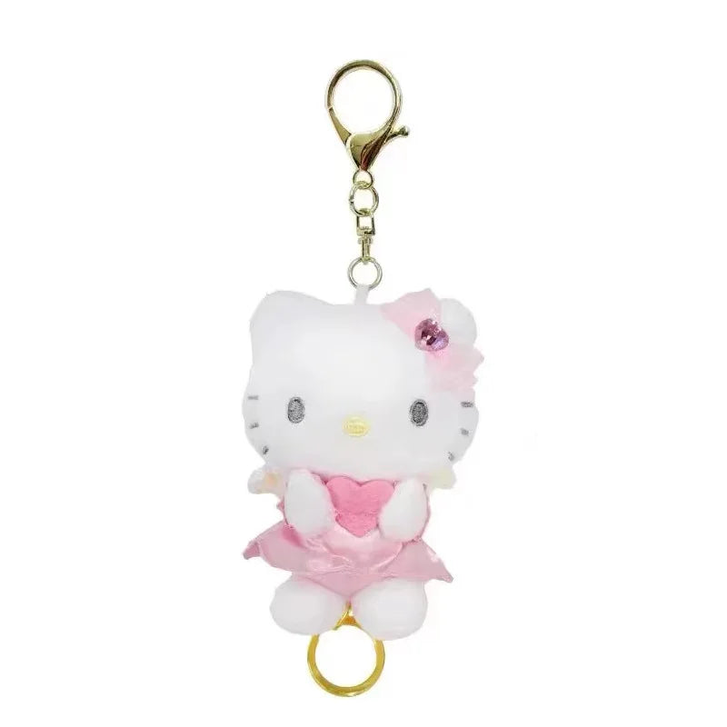 Sanrio Hello Kitty Angel Nurse Plush Toys Kawaii Telescopic Keychain Backpack Pendant Accessories Girls Festival Theme Gifts