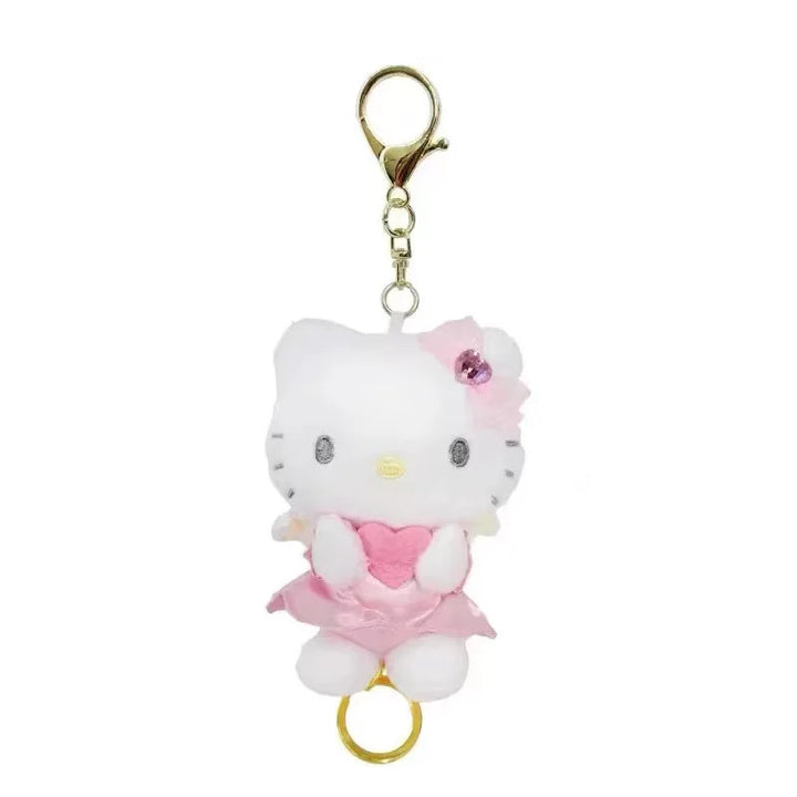 Sanrio Hello Kitty Angel Nurse Plush Toys Kawaii Telescopic Keychain Backpack Pendant Accessories Girls Festival Theme Gifts