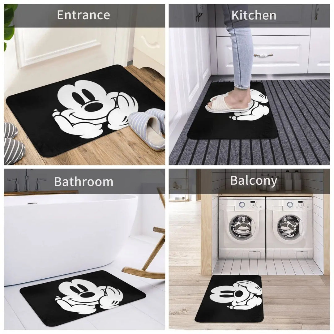 Modern Mickey Cartoon Bathroom Rugs Mat Quick Dry Bath Rugs Mats Carpet Non-Slip for Shower Tub