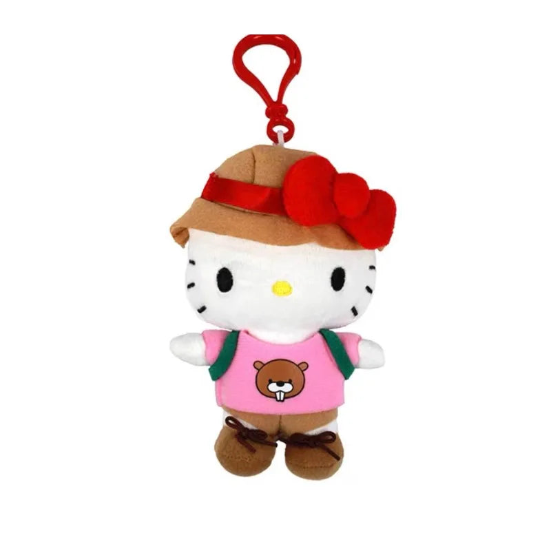 Cartoon sanrio hello kitty plush keychain hiking Outdoor backpack Series kitty doll Bag Accessories Car Key Pendant girl Gift