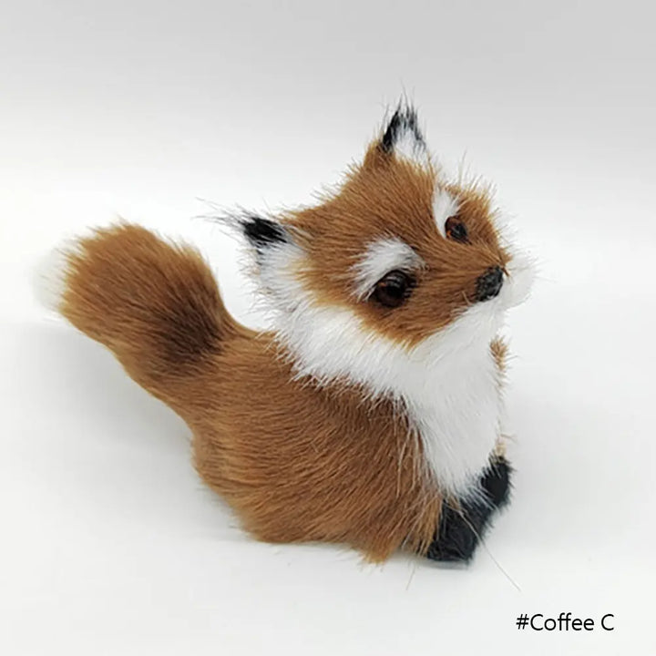 Cute Imitation Fox Ornaments Simulation Mini Squatting Squirrel Model Children Birthday Gifts Home Decor Plush Figures Craft