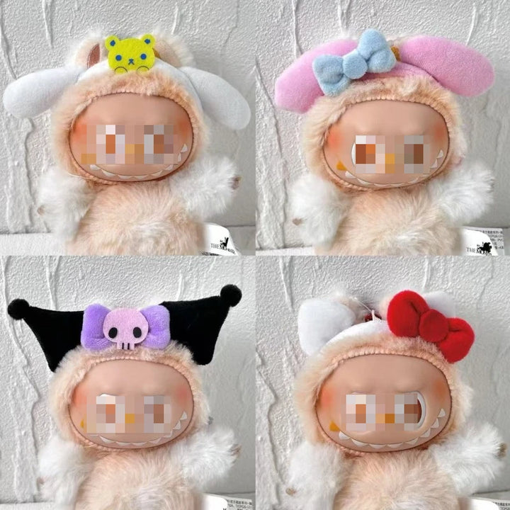 Sanrio plush Hat Outfit For Labubu Doll Headband Kawaii DIY Doll Headband Melody Cinnamoroll HelloKitty Cotton Doll Accessories