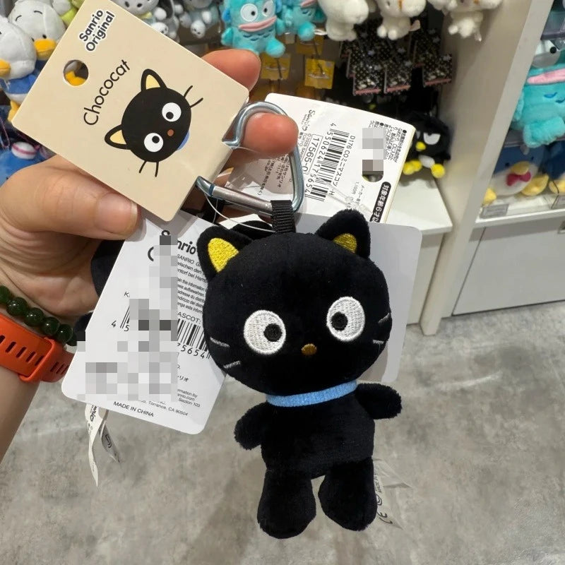 Kawaii Sanrio Chococat Plush Doll Keychain Anime cute Black Cat Bag Accessories heart buckle Chococat Stuffed Animals Small Gift