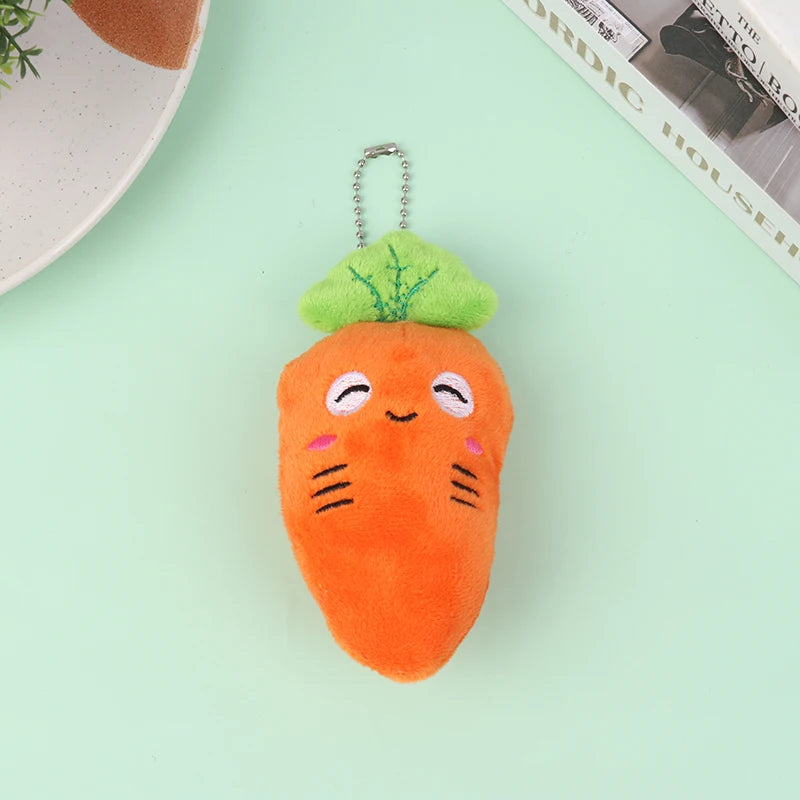 Mini Cute Rabbit In Carrot Plush Toys Keychain Anime Brown Lop Eared Bunny Pendant Stuffed Doll Gift