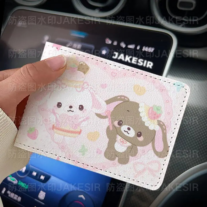 Kawaii Sugarbunnies Driver'S License Protective Leather Cover Cartoon Cute Id Card Sleeve Anti Loss Wear-Resistant Girls Gifts