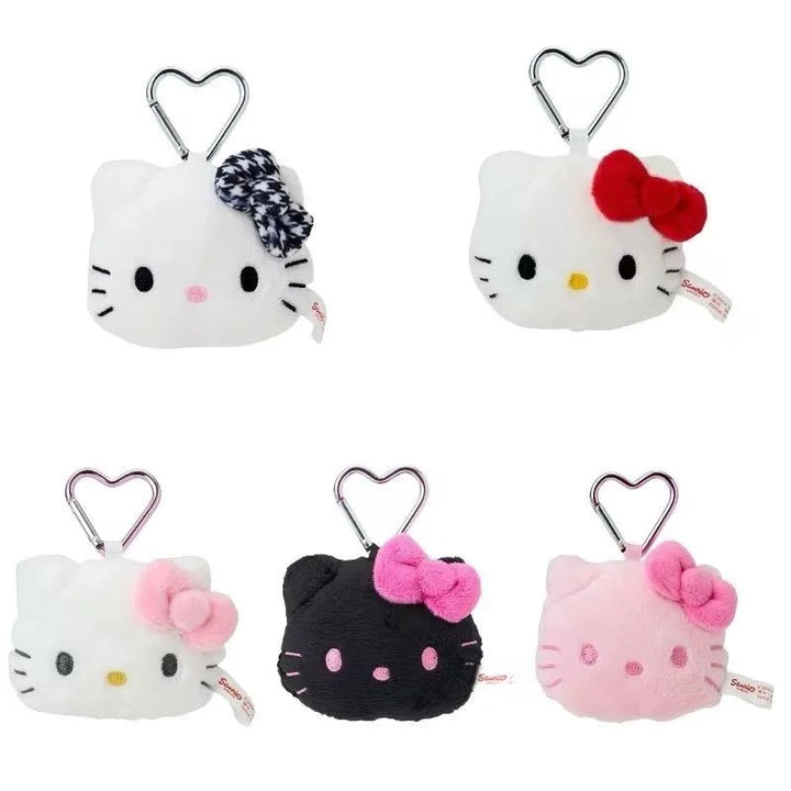 Sanrio Plush Toys Keychain Hello Kitty houndstooth heart Buckle Anime Kitty Cat Cute Bag Pendant Accessories Girl's Holiday Gift