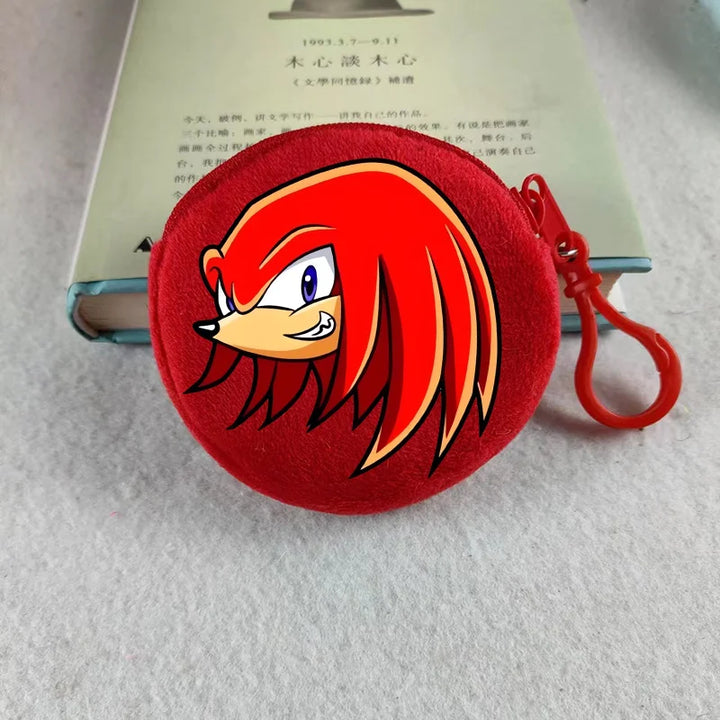 Sonics Plush Coin Zipper Purses Cute Anime Cartoon Printed Storage Bags Round Mini Wallet Anime Keychain Pouch Kid Birthday Gift