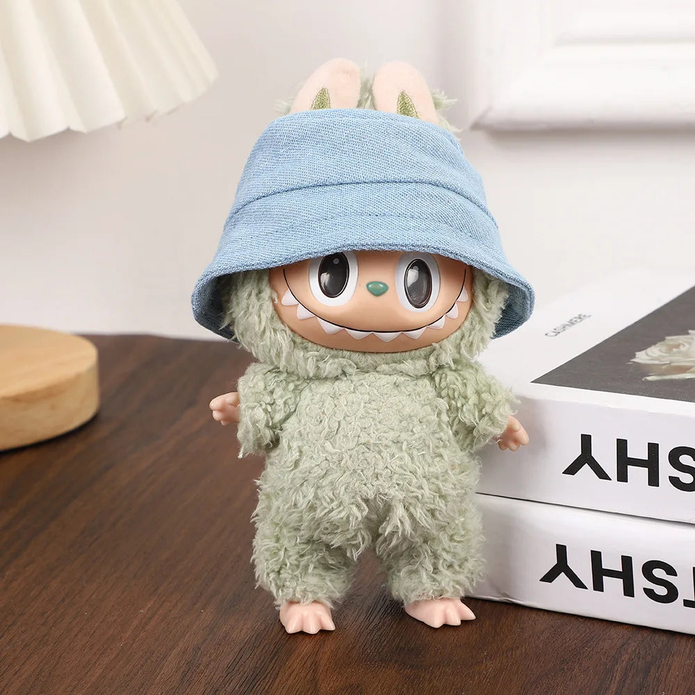 Labubu Doll Hat 15/17cm Plush Doll'S Accessories Bucket Hat Sitting Party Labubu I II Idol Dolls Hat