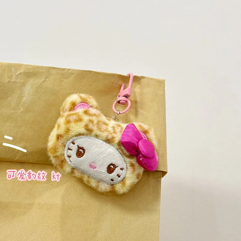 Sanrio Hello Kitty Leopard Print Cinnamoroll Plush Toy Backpack Pendant Cartoon Couple Keychain Accessories Friend Birthday Gift