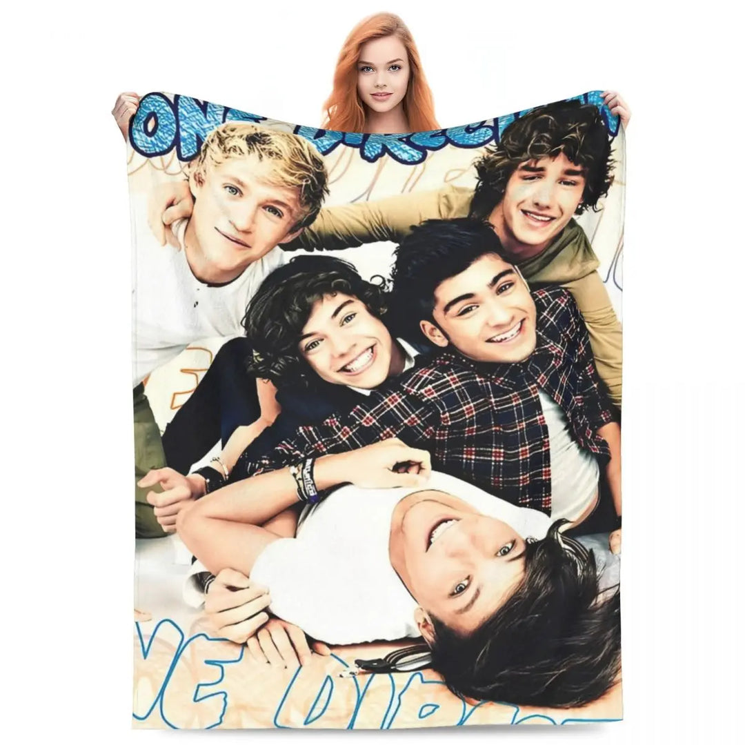 One-Direction Rock 1D Combinatio Blanket Velvet Spring Autumn Breathable Lightweight Throw Blanket for Bed Travel Bedspreads