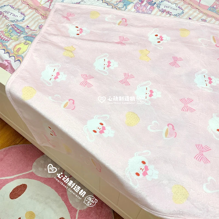 Cute Sugarbunnies Air Conditioning Blanket Pink Girl Heart Nap Soft Blanket Rest Comfortable Air Conditioning Blanket Girls Gift