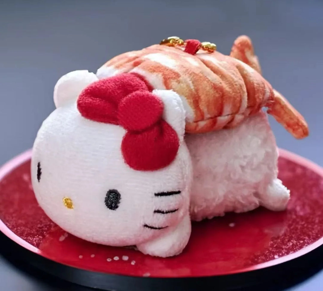 Kawaii Sanrio Hello Kitty Sushi Salmon Plush Toys Backpack Keychain Cartoon Anime Peripheral Doll Friends Birthday Creative Gift