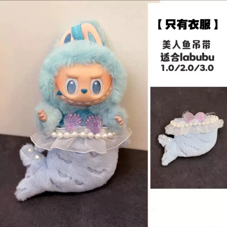 for Labubu 1-3 Gen 17cm Doll Outfits Milk Carton Onigiri Corn Chips & Ramen Bucket Set Bento Bag and Animal-Shaped Clothes