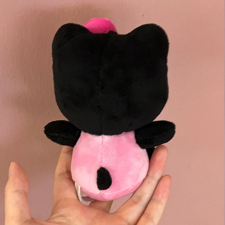 Sanrio Hello Kitty Plush Bag Pendant Cute Black Skin Kt Cat Bow Keychain Yk2 Stuffed Doll Keyring Children Toys Christmas Gift