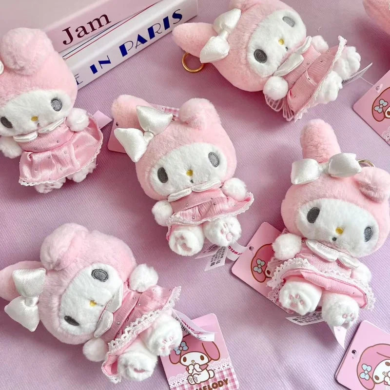 Sanrio butterfly series MY Melody Plush KeyChain pink skirt butterfly wings Sweet Piano Bag Pendant cute Melody Plush Toy Gift