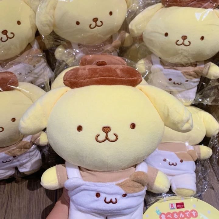 25cm Cartoon Pompompurin best Friends Overalls Series Plush Doll Pudding Dog cute Soft Stuff Doll Toy Room Decor  Birthday Gifts