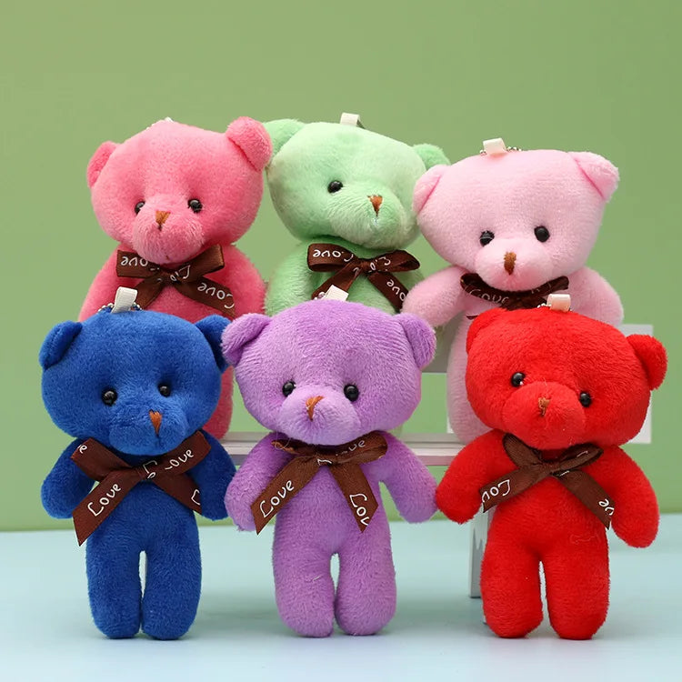 30pcs /lot Soft Stuffed Bear Toy Cute Cartoon Bear Plush Doll Keychain Bag Pendent DIY Decorative Doll Pendant Children Gift