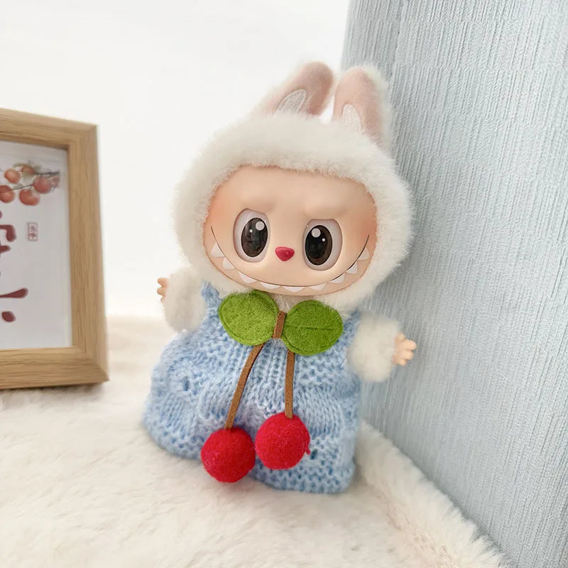 17cm Labubu Idol Doll Plush Doll Hand Hook Knitted Strap Skirt Pants No Doll Clothing Accessories Korean Kpop Exo Girl Gift