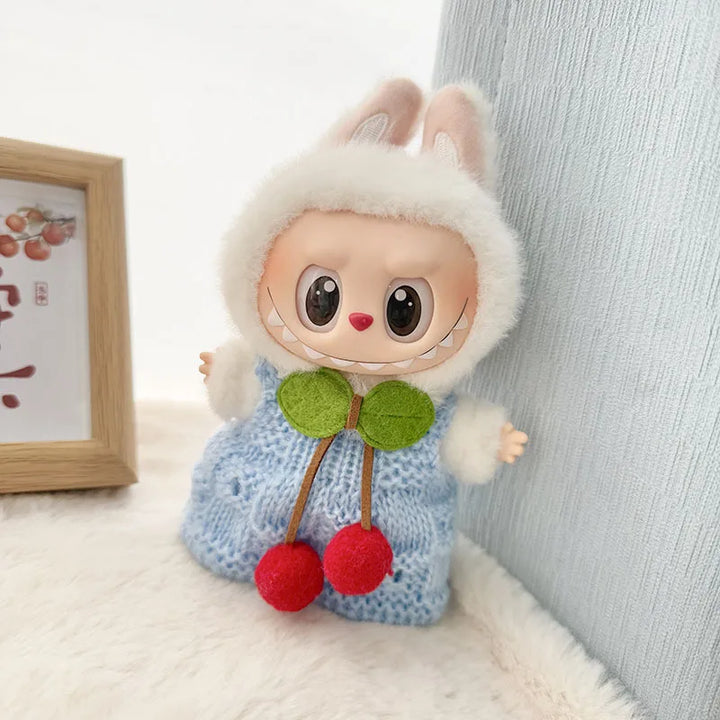 17cm Labubu Idol Doll Plush Doll Hand Hook Knitted Strap Skirt Pants No Doll Clothing Accessories Korean Kpop Exo Girl Gift