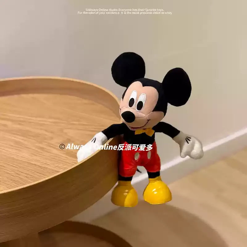 Disney Mickey Minnie Plush Doll Toy With Skeleton Stand And Sit Ornaments Joint Movable Plush Doll Room Home Decor Gifs