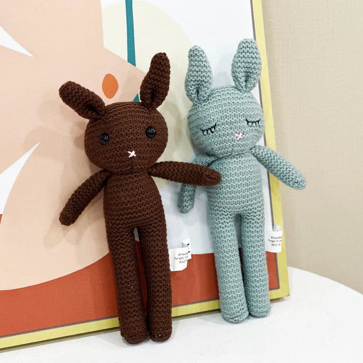 26cm Handmade Knitted Rabbit Doll Kawaii Baby Soothing Toy Mini Cuddle Doll Newborn Baby Early Educational Toy