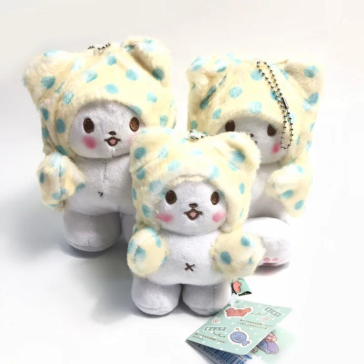 Sanrio Marumofubiyori Bear Plush Toys Keychain Moppu bear Cartoon Kuromi Stuffed Plush coin purse bag Backpack Pendant Gifts