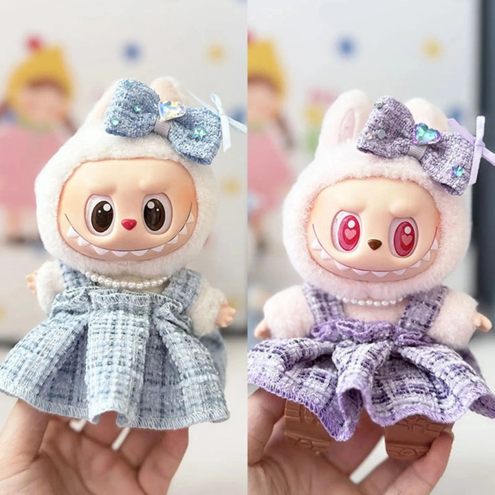 1st 2nd 3rd Gen Keychain Labubu Outfit Pendant Chic Lady Style Fragrant Wind Skirt Set for Labubu Doll and All 15/17cm Doll