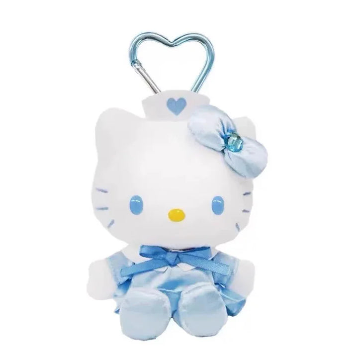 Kawaii  Sanrio Hello Kitty nic Angel Nurse Plush Toy Telescopic Keychain Backpack Pendant Accessories Girls Festival Theme Gifts