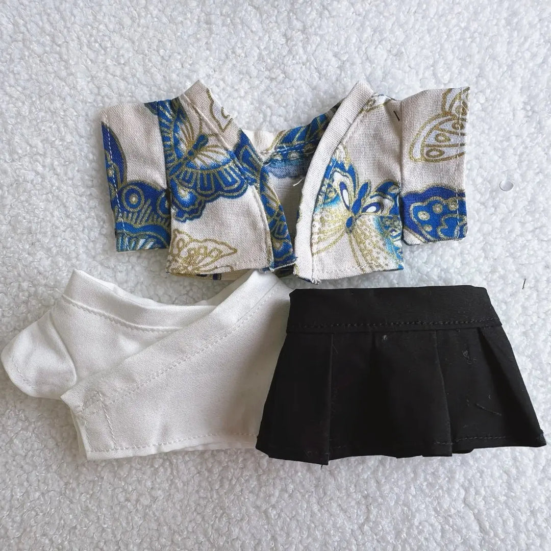 15/17cm Labubu 1st/2nd/3rd Generation Dolls Outfit Sitting Party Labubu Belt & Kimono Plush Doll'S Clothes Accessories