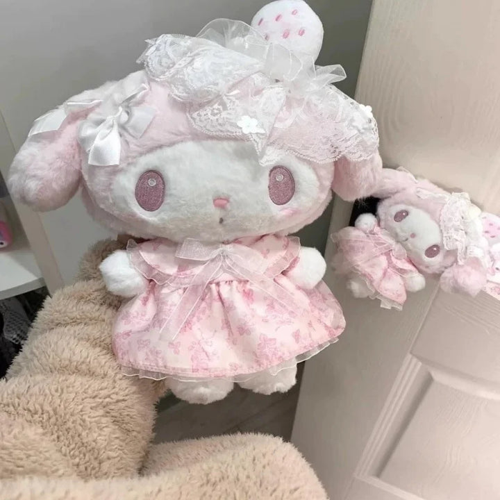 Kawaii Cartoon My Melody Plush Toy Sanrios plush Keychain Lolita sweetness white strawberry Melody Stuffed Doll Coin Purse gift