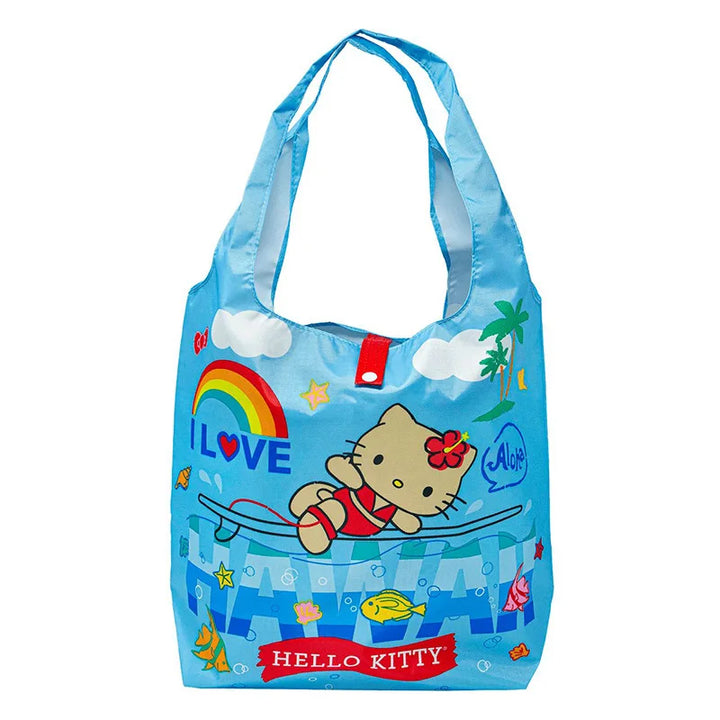 Sanrio Hellokitty Hawaiian Shopping Bag Cartoon Cute Storage Bag Collapsible Handbag Student Shoulder Bag Lunch Bag Shopping Bag