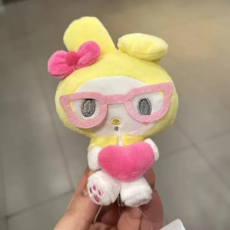Sanrios 50th Anniversary Series Hello KittyMy Melody Plush Keychain Cute Melody heart Bag Pendant  Stuff Accessories For Gift