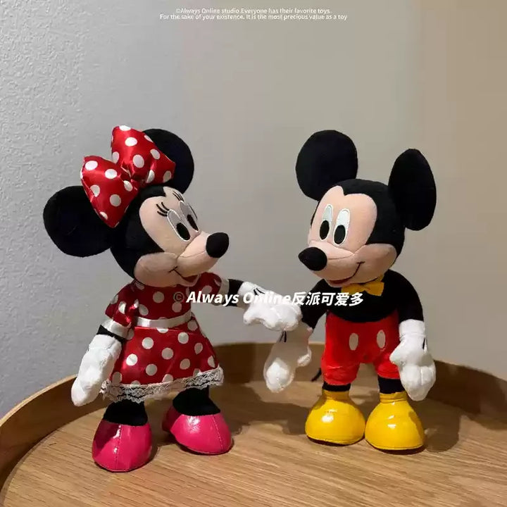 Disney Mickey Minnie Plush Doll Toy With Skeleton Stand And Sit Ornaments Joint Movable Plush Doll Room Home Decor Gifs