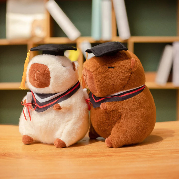 Graduation Capybara Plush Toys Wearing Cap Holding Diploma Stuffed Graduational Capibara Soft Dolls Souvenir Plushie Gifts