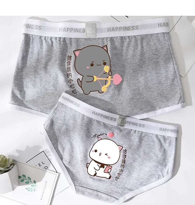Cute Mitao Cat Underpants Couple Set Made Of Pure Cotton Cartoon Low Waisted Comfort Women Man Short Pants Confession Girl Boy