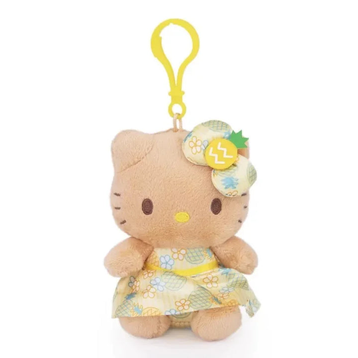 Sanrio Hawaiian Black Skin Pineapple Garden Hello Kitty Dress Doll Pendant Keychain Cute Kitty Cat  Accessories Cartoon Pendent
